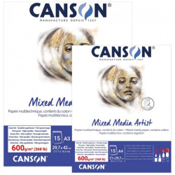 Canson mixed media artist blok klejony 600g 15ark - sklep plastyczny -