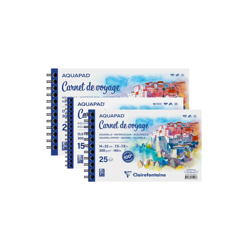 Clairefontaine aquapad carnet de voyage blok do akwareli na spirali -