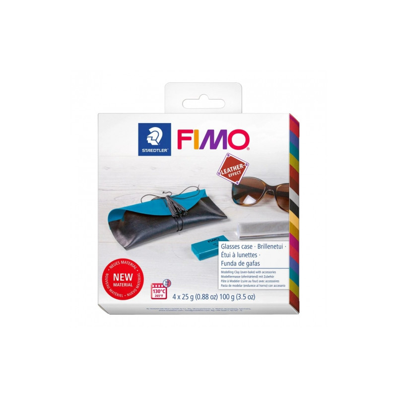 Fimo leather leather effect case modeling clay set 4x25g
