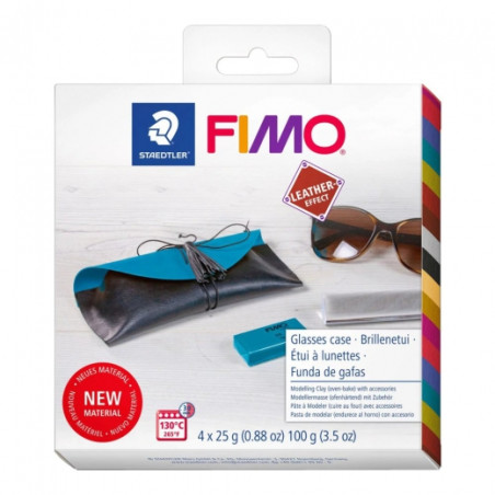 Fimo leather leather effect case modeling clay set 4x25g