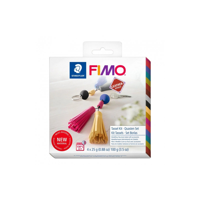 Fimo leather leather effect keychain set of modeling clay 4x25g