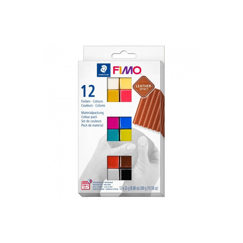 Fimo leather effect zestaw 12 kostek modeliny 25g - sklep plastyczny -