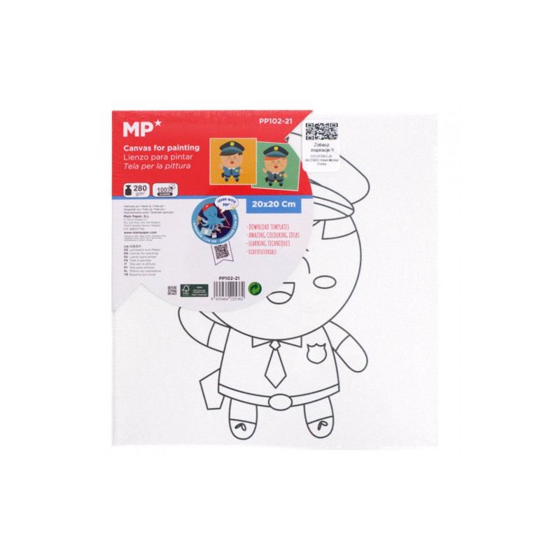MP canvas with print for coloring 20x20cm policeman