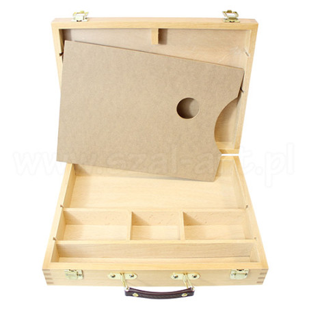 Drewniana kaseta na akcesoria malarskie 32,3x24,8x7,3 cm - sklep plast