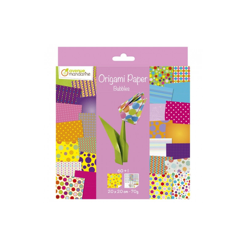 Avenue mandarine bubbles papier origami 20x20 70 g 60 ark - sklep plas