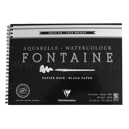 Block Clairefontaine fontaine black 300g 12ark spiral