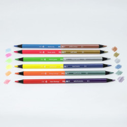 Milan bicolor set of double-sided fluo and metallic colored pencils 6