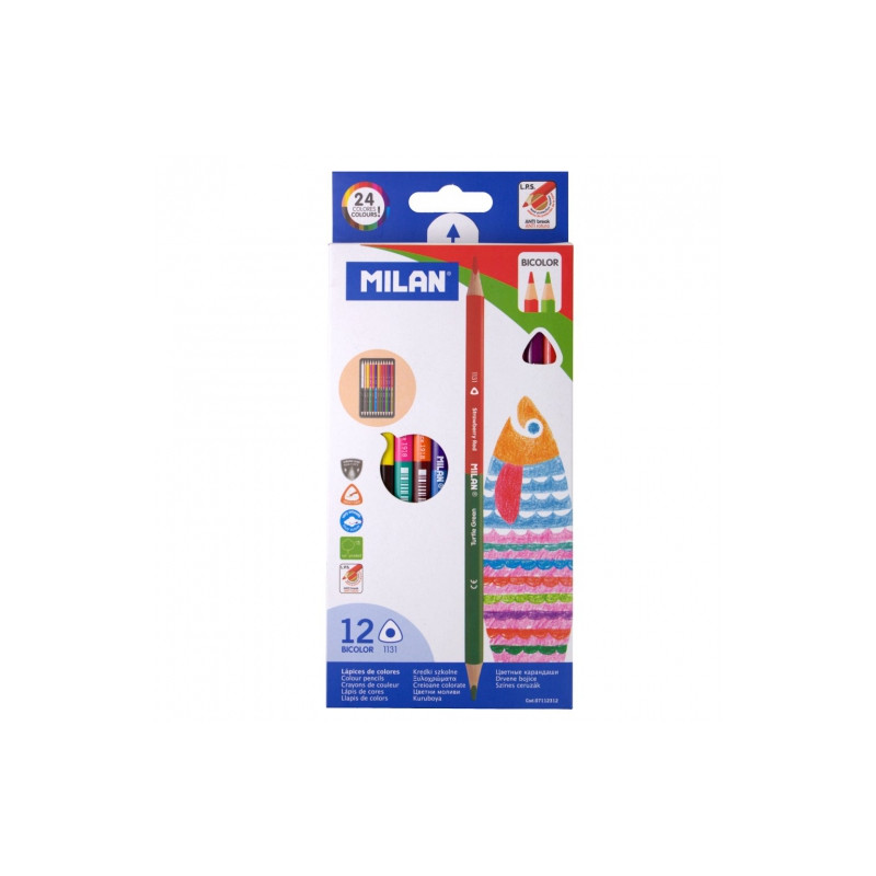 Milan bicolor set of double-sided colored pencils 12pcs 24colors