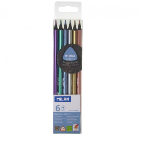 Milan set of metallic crayons 6 pcs