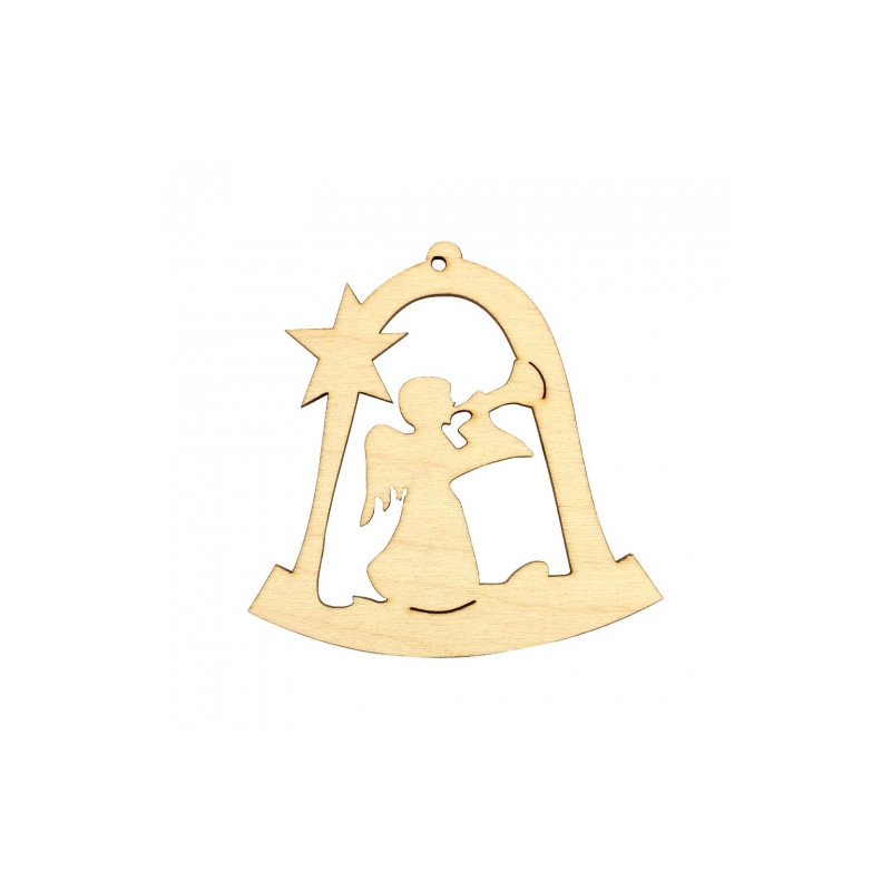 Angel pendant with trumpet 7.5 x 7.5cm