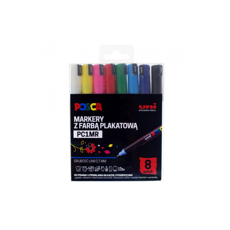 Uni posca pc1mr set of markers with poster paint 0,7mm 8pcs