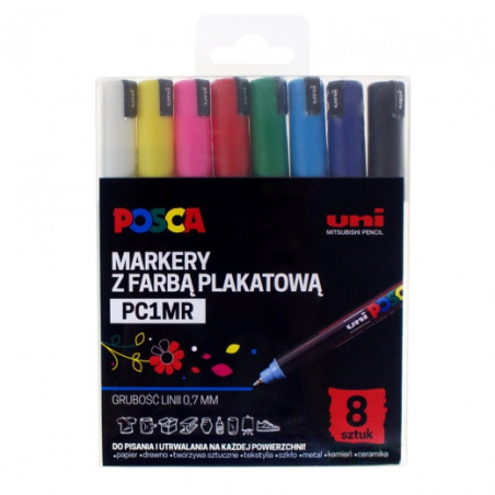 Uni posca pc1mr set of markers with poster paint 0,7mm 8pcs