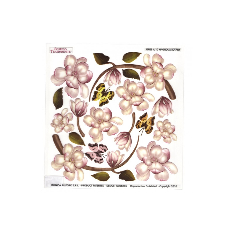 Sospeso Trasparente folia z nadrukiem magnolia motyle - sklep plastycz