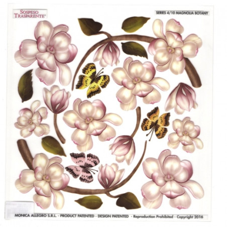 Sospeso Trasparente foil with magnolia flowers print