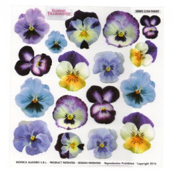 Sospeso Trasparente foil with pansies flowers print