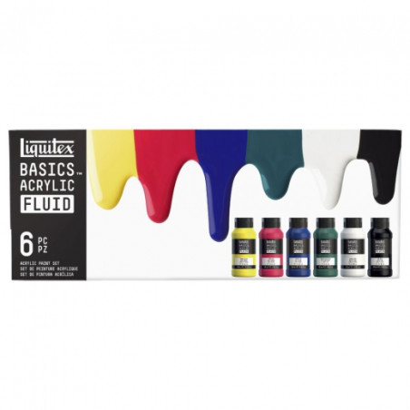 Liquitex basics fluid zestaw 6 farb akrylowych 118 ml - sklep plastycz