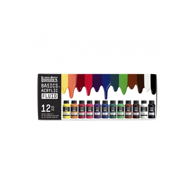 Liquitex basics fluid set of 12 acrylic paints 118 ml