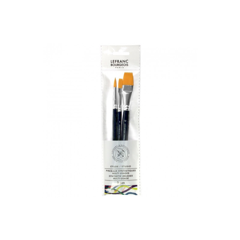Lefranc & bourgeois multi-usage set of 3 synthetic brushes