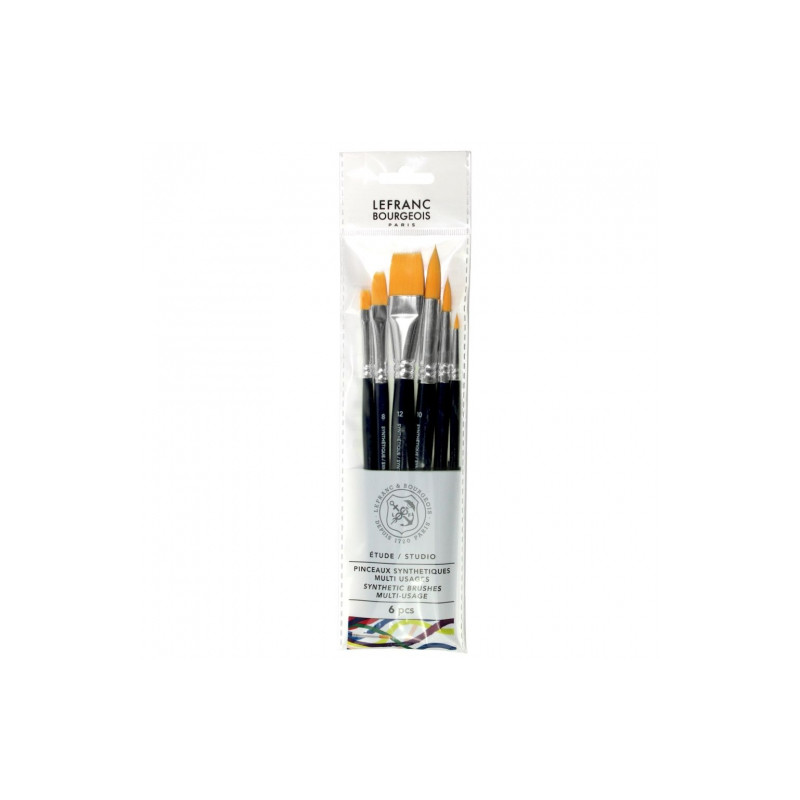 Lefranc & bourgeois multi-usage set of 6 synthetic brushes