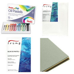 Pentel Iring set of 12 pastels with sub-image 17.5x22.5 and block A5