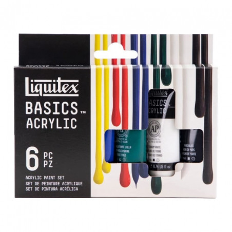 Liquitex basics zestaw podstawowy farb akrylowych 6x22ml - sklep plast
