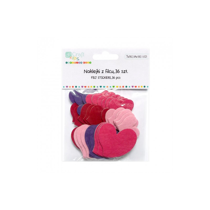 Dp Craft felt heart stickers 36 pcs - sklep plastyczny - szał dla plas