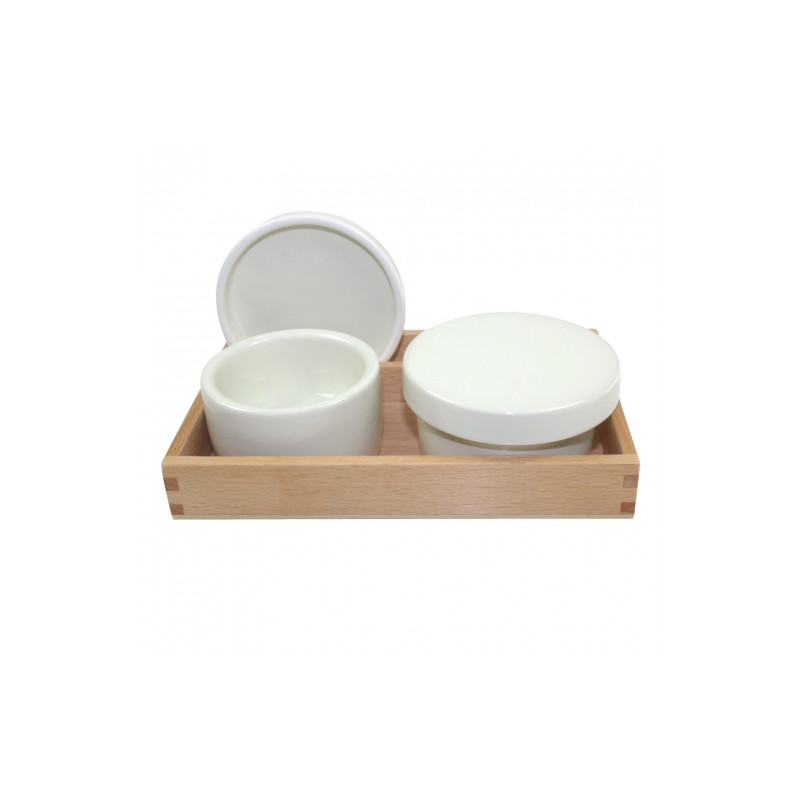 Meeden ceramic media containers with lids and tray