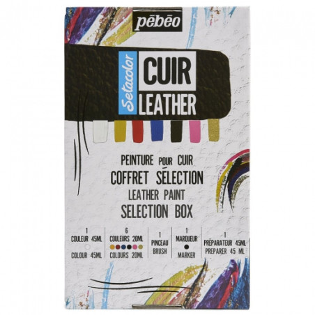 Pebeo setacolor cuir leather set of 6 leather paints 20 ml and 45 ml