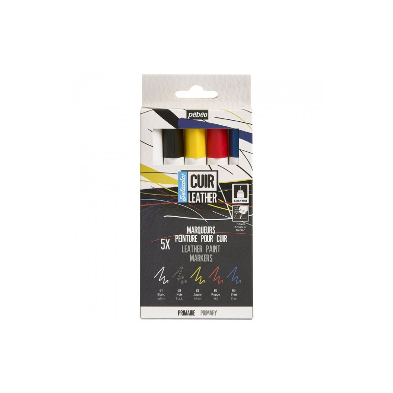 Pebeo setacolor cuir leather set of 5 leather markers