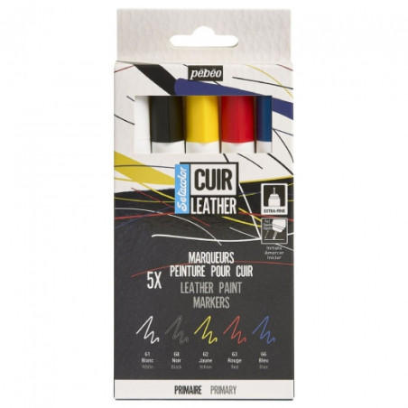 Pebeo setacolor cuir leather set of 5 leather markers