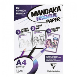 Clairefontaine mangaka zestaw arkuszy papieru 3gramatury A4 15sztuk -