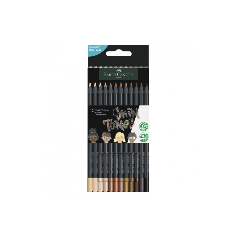 Faber-Castell black edition set of 12 triangular pencils in skin tones