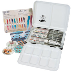 Schmincke horadam vintage watercolour set of 10 halves with stickers