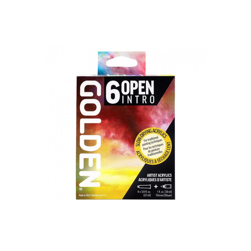 Golden open intro zestaw wolnoschnących farb akrylowych 6x22ml i rozci