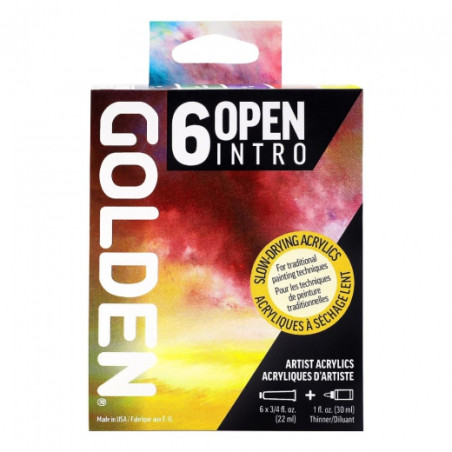 Golden open intro zestaw wolnoschnących farb akrylowych 6x22ml i rozci