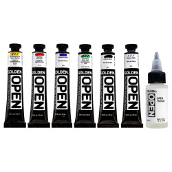Golden open intro set of slow-drying acrylic paints 6x22ml and thinner