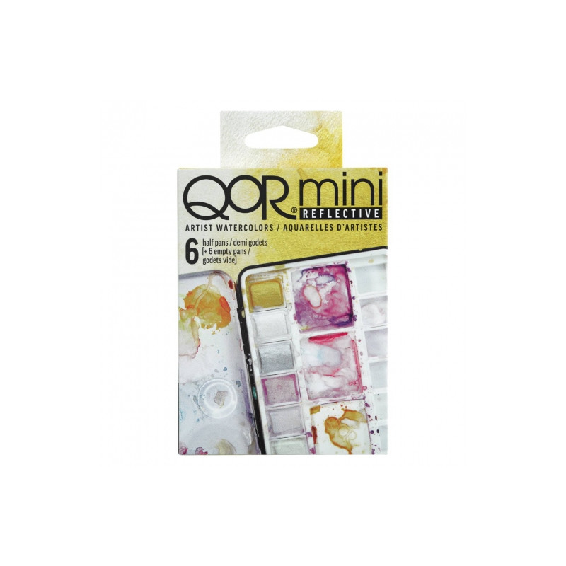 QoR mini reflective set of watercolor semi-cubes 6pcs metal case