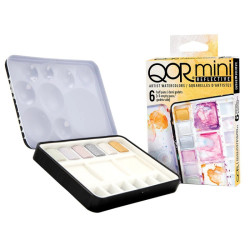 QoR mini reflective zestaw akwareli półkostek 6szt metalowa kasetka -