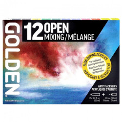 Golden open mixing zestaw 12 farb akrylowych wolnoschnących 22 ml - sk