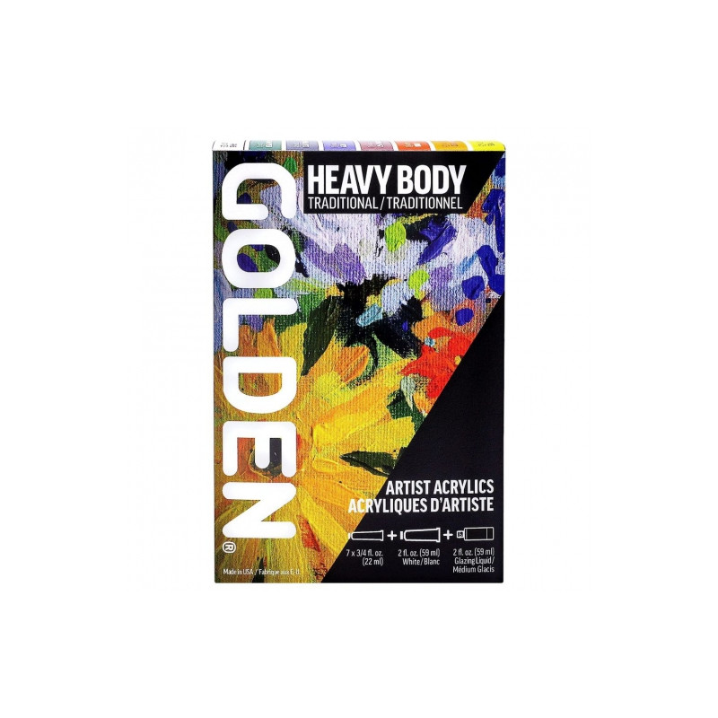 Golden heavy body traditional set of 8 acrylic paints 22 ml and 59 ml