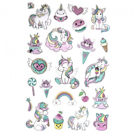 DP Craft unicorns metallic 3D stickers 23pcs