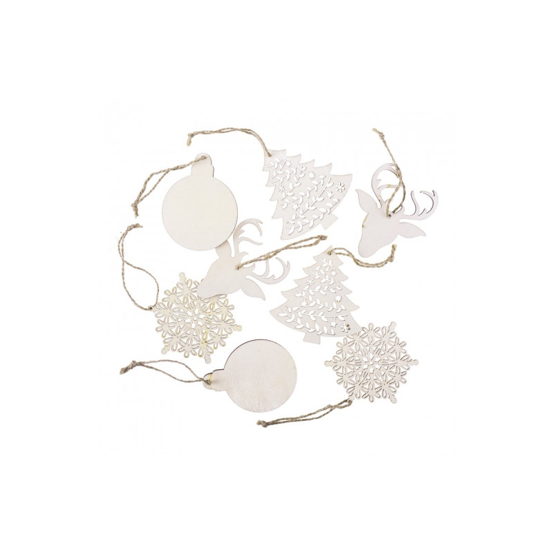 DP Craft zawieszki świąteczne drewniane 8szt - sklep plastyczny - szał