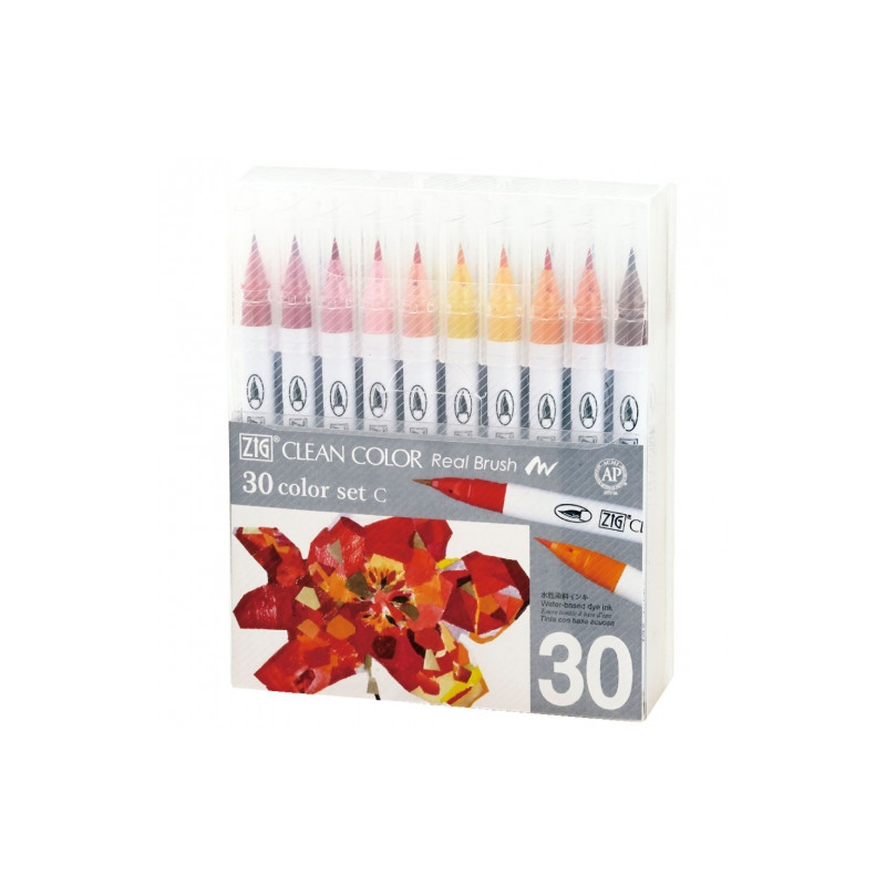 Kuretake Zig clean color c 30 zestaw 30 pisaków w ciepłych kolorach -