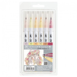 Kuretake Zig clean color pale colors I zestaw 6 pisaków w pastelowych