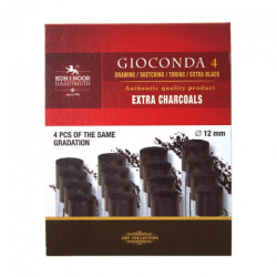 Koh-i-noor węgiel prasowany czarny 12mm zestaw 4szt - sklep plastyczny