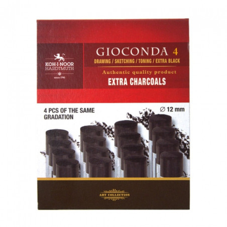 Koh-i-noor pressed charcoal black 12mm set of 4pcs