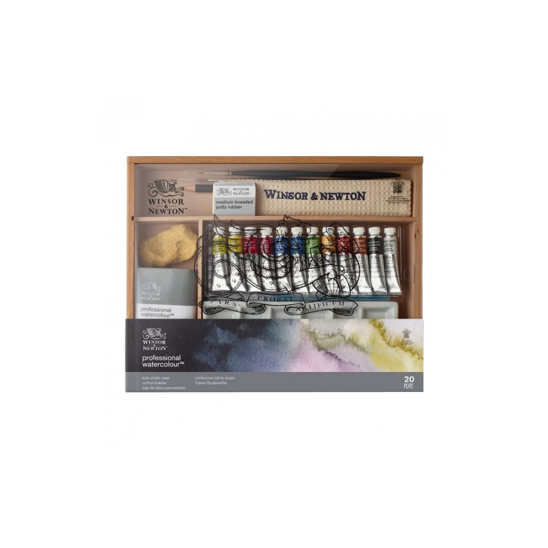 Winsor&Newton zestaw profesjonalnych akwareli i akcesoriów 20elementów