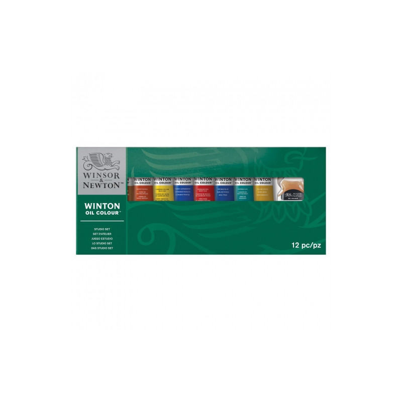 Winsor Newton winton zestaw 8 farb olejnych 21 ml z akcesoriami - skle