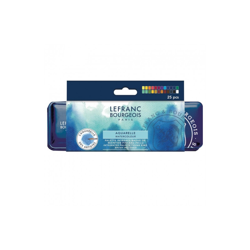 Lefranc&Bourgeois set of watercolors in half-pans 24 pieces + brush