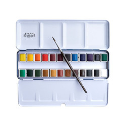 Lefranc&Bourgeois set of watercolors in half-pans 24 pieces + brush